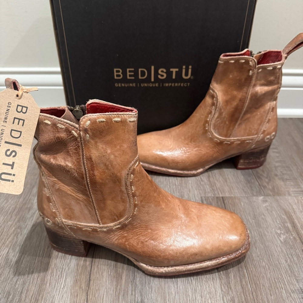 Bed Stu Merryli Tan Rustic TML Leather Heeled Boots - Picture 4 of 12